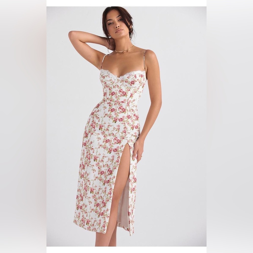 House of CB Charlotte Rose Print Corset Midi Sundress